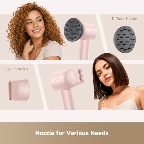 Dreame Gleam Travel Hair Dryer for Women, 110,000RPM High Speed Hair Blower with Diffusers, Fast Drying, 200M Negative Ions for Frizz-Free, Smart Heat Control, Compact Hair Dryer - Image 3