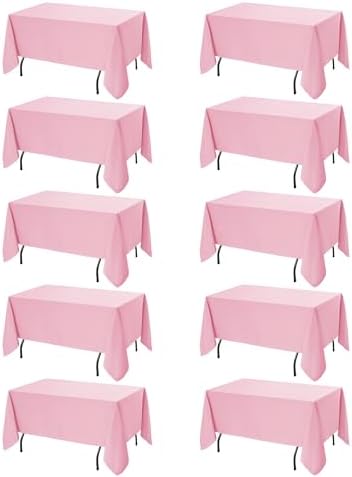 10-Pack Pink Tablecloths for Rectangle Tables, 70 x 120 Inches by DailySet