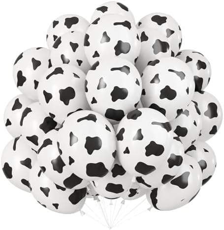 Cow Print Balloons, 30 Pcs Cute Cow Latex Balloons for Kids Party, Black White Western Cowboy Cowgirl Balloons for Boys Girls Farm Theme First Rodeo Birthday Baby Shower Party Decorations Supplies by Isndare