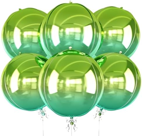 Gradient Green Round Foil Balloons Birthday Prom Decor 22 Inch 6 Pcs by vibzox