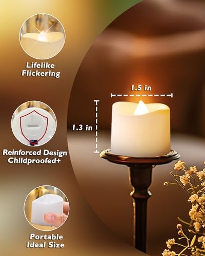 Homemory 24Pcs Flickering Flameless Candle Battery Operated, 200+Hours Fake Electric LED Tea Lights for Votive, Centerpiece Table Decorations, Wedding, Aniversary, Halloween, Christmas - Image 5
