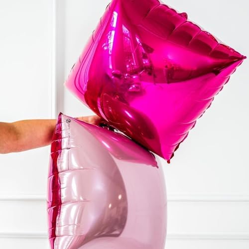 25PCS Hot Pink and Rose Square Foil Balloons Wall Backdrop - Image 4