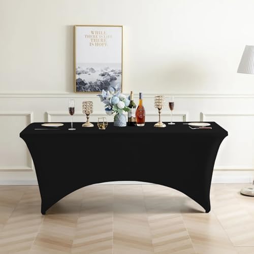 Eurmax USA 2-Pack Rectangular Fitted Spandex Table Covers 4ft Tablecloth Wedding Event Patio Table Decorations Stretch Table Cover for 4ft Folding Table (Black) - Image 6