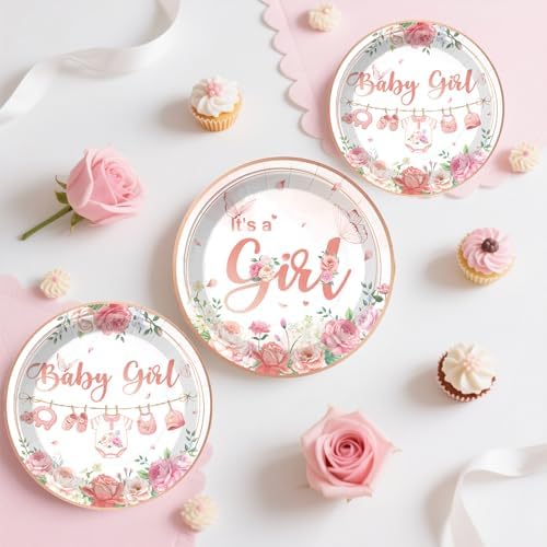 351Pcs Its a girl Baby Shower Decorations Tableware Set Severs 50, Girl Baby Shower Decorations Include Banner, Balloons, Tablecloth, Plates, Cups, Table Decorations - Image 5
