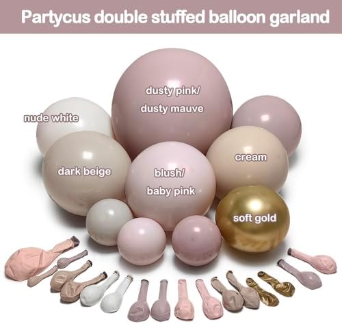 Dusty Light Pink Beige Balloon Arch Double Stuffed Mauve Blush Nude White Cream Matte Balloon Garland Kit for Boho Baby Shower Birthday Baby in Bloom Bridal Wedding Fall Autumn Party Decoration - Image 3