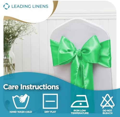 Leading Linens 100 pcs Apple Green 108"x8" Satin Bow Sash Chair Cover Decor - Image 6