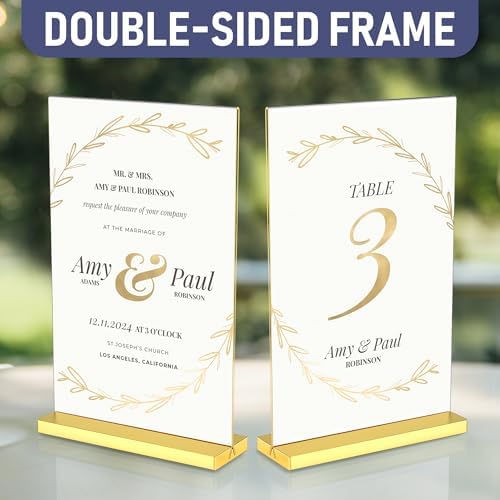 4x6 Luxurious Acrylic Gold Frames, 6 pack, Stunning Photo Displays, Enhance Your Event Ambience with Exquisite Gold Table Number Holders, Showcase Memories in Style with Elegant Golden Sign Holder - Image 5