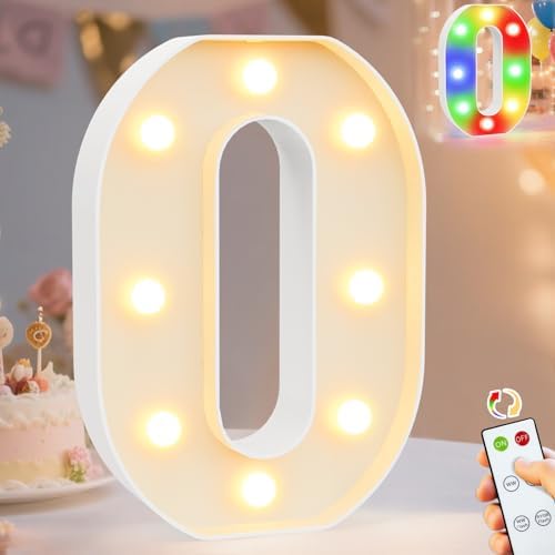 Pooqla LED Light Up Letters, Warm White and Colorful Lighted Marquee Letters with Remote, Lighted Letter for Party Birthday Decorations, Gift for Girls Boys Night Light, Wedding Home Decor, Letter O by Pooqla