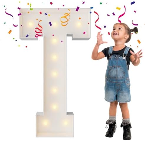 3FT Marquee Letters, Large Light Up Letters T for Party Decor by MerryMosaics