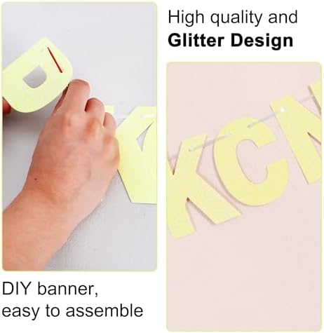 BEISHIDA Glitter Yellow 116 PCS A-Z DIY Letter Custom Banner Party Decor - Image 2