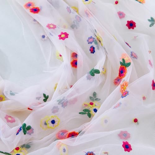 JIALE Pink Floral Table Runner, Embroidery Daisy Seasonal Table Decorations, 120Inch 10FT Tulle Fabric for Home Decor, Bridal Shower Wedding, Baby Shower Parties, DIY Craft - Image 4