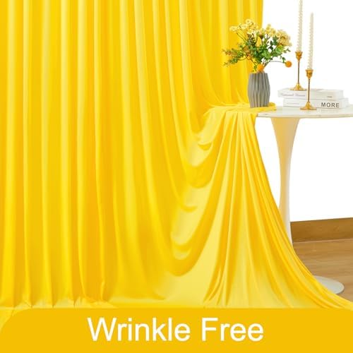 4 Panels Yellow Backdrop Curtain for Parties Wrinkle Free Lemon Yellow Photo Curtains Backdrop Drapes Fabric Decoration for Birthday Party Wedding Baby Shower 20ft(W) x 10ft(H) - Image 6