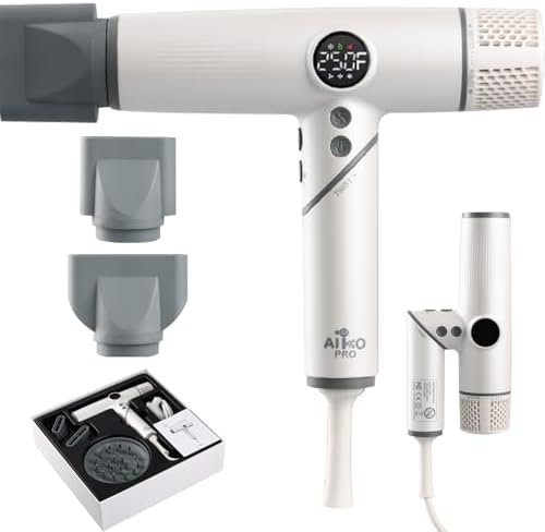 AIKO PRO Salon Ionic Hair Dryer, 1800W High-Speed Foldable Travel Blow Dryer, Brushless Motor for Fast Drying & Frizz Control, 3 Temps & 3 Speeds, Lightweight, Portable & Quiet with 3 Magnetic Nozzles - Image 2