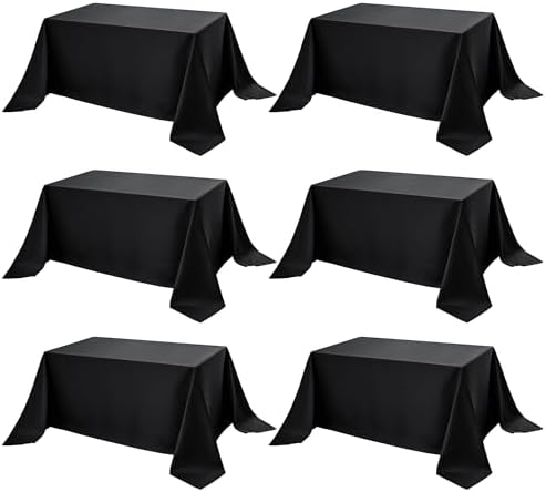 6-Pack Black Tablecloths for Rectangle Tables, 90 x 156 Inches by DailySet