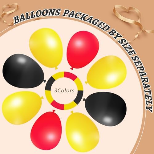 412Pcs Red Yellow Black Balloon Garland Arch Kit,18 12 10 5 Different Sizes Latex Party Balloons for Baby Shower Wedding Graduation Cartoon Game Theme Birthday Party Decorations - Image 4