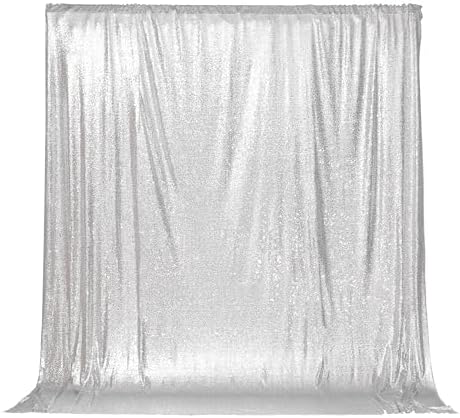 PartyDelight Silver Sequin Backdrop 6x7ft Sparkly Photo Curtain - Image 6