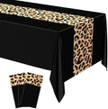 Buryeah 3 Pcs 54 x 108'' Plastic Disposable Leopard Tablecloth, Black by Buryeah