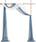 Floroom Wedding Arch Draping Fabric 2 Panels 20Ft Chiffon Fabric Drapes Arbor Drapery Wedding Ceremony Reception Swag Decorations (White & Dusty Blue) by Floroom