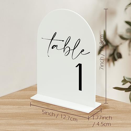 HOODO White Arch Wedding Table Numbers 1-15 with Stands, 5"x7" Arched Acrylic Signs and Holders, White Arch Table Numbers for Wedding Reception, Centerpiece, Party, Anniversary, Event - Image 2