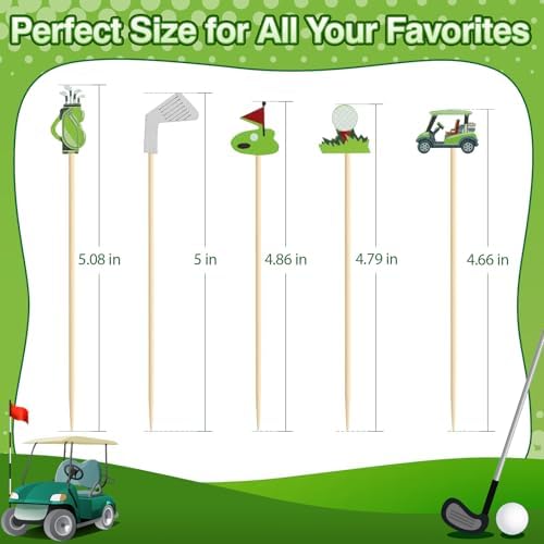 Golf Cocktail Picks, 4.7 IN Wooden Fancy Toothpicks for Appetizers - Image 2