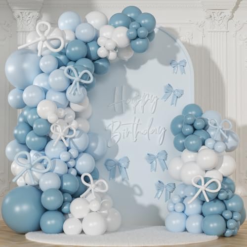 Blue White Balloon Arch Kit for Baby Shower Birthday Decor by NUTTYBASH