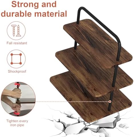 VyGrow Cupcake Stand, 3-Tier Dessert Stand for 52 Cupcakes, Wood & Metal Tower Display Premium Holder Dessert Tree Tower for Christmas Birthday Weddings Party Decor, Serving Tray, Wood Brown, 2-pack - Image 3
