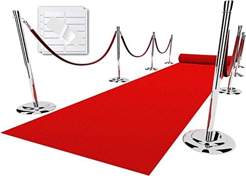 EZLucky Red Carpet Runner for Party, 4X15 ft, 130 GSM Felt Non-Woven with Double-Sided No Traces Adhesive Sticke, Aisle Runner for Wedding, Movie Theme Party Decos, Red Runway Rug for Prom by EZLucky