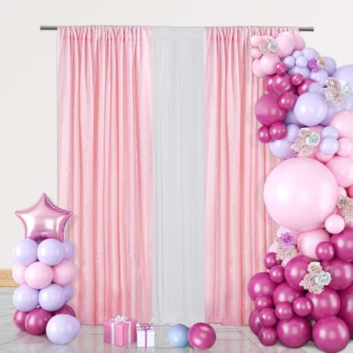 PartyDelight Pink Sequin Backdrop Curtains 2x8ft 2 Panels - Image 6