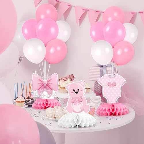 6 Set Pink Baby Shower Decorations Pink Balloon Centerpiece for Tables with Balloons Stand Kit for Baby Girl Princess Birthday Wedding Bridal Shower Graduation Mother's Day Party Decorations - Image 2