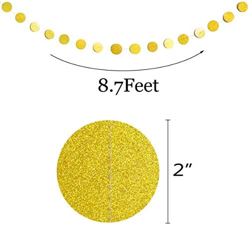 6 Pcs Glitter Gold Paper Circle Dots Garland (52 Feet) - Hanging Decorations for Birthday, Bachelorette, Engagement, Bridal Shower, Wedding, Baby Shower & Christmas - Image 6