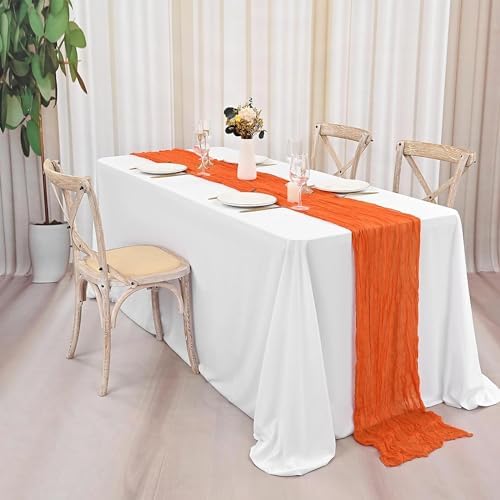 12 Pack Cheesecloth Table Runner, 35 x 120 Inch Boho Orange Cheese Cloth Table Runner 10 ft Gauze Table Runners for Wedding Baby Shower Party Birthday Home Decorations - Image 6