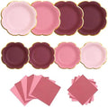 60 PCS Burgundy Paper Plates and Napkins Party Supplies for 20 Guests by OuMuaMua