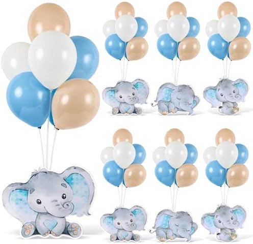 6 Sets Balloon Stand Kit for Table Elephant Baby Shower Tables Centerpiece with Balloon It's a Boy Baby Shower Decor for Elephant Theme Gender Reveal Birthday Party Decoration Supplies by Unknown