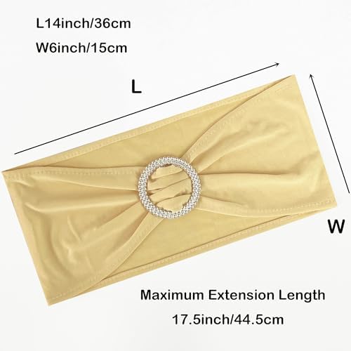 Spandex Chair Sashes Bands, Champagne, 100PCS - Image 3
