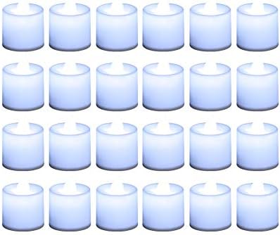 LANKER 24 Pack Flameless Led Tea Lights Candles, Steady Cool White Candles (White) by LANKER