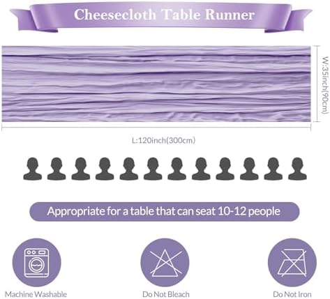 6 Pack Lilac Cheesecloth Table Runner 35"×120" Gauze Fabric Table Runner - Image 3