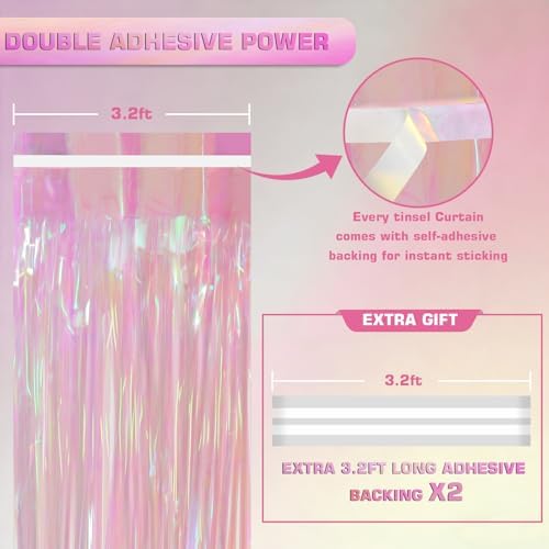 Melsan Iridescent Transparent Foil Fringe Backdrop with Extra Backup Tape - Image 4