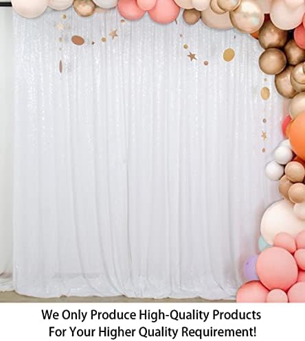 ShinyBeauty 4FTX6FT-White-SEQUIN Backdrop Shimmer Holiday Fabric Backdrops, Sequin Photography, Photo Booth Curtains (White) - Image 2