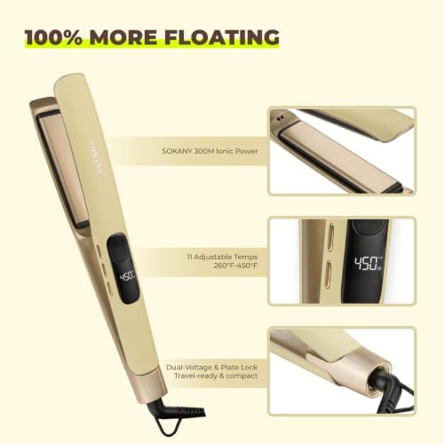 SOKANY Hair Straightener Flat Iron 1 Inch Air Floating Plate Curler 2 in 1 - Image 5