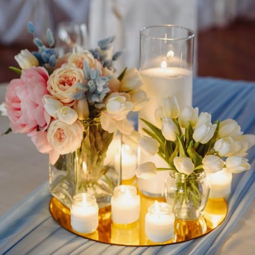 VASUHOME 8" Gold Mirror Centerpieces for Tables, Round Mirror Plates Set for Candle, Wedding, Party Decorations, Circle Mirror Trays with Smooth Edge and Cushioned Feet, 2mm Thick - Image 7