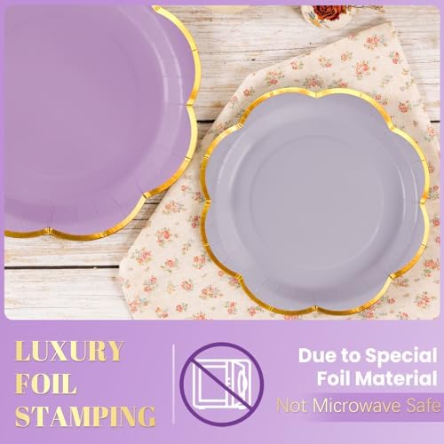 350Pcs Purple Paper Plates and Napkins Party Supplies for 50 Guests - Image 5