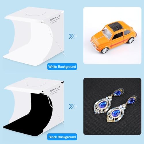 PULUZ Mini Light Box, 9" Photography Table Top Light Box 20 LED Portable Photo Studio Shooting Tent with 2 Kinds Color Backdrops for Small Size Products - Image 3