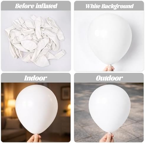 Voircoloria 66pcs White Latex Party Balloons, 12inch - Image 3