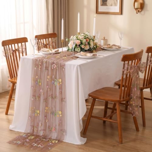 Gauze Table Runner Cloth Flower 10ft Embroidery Tulle Spring Wildflower - Image 4