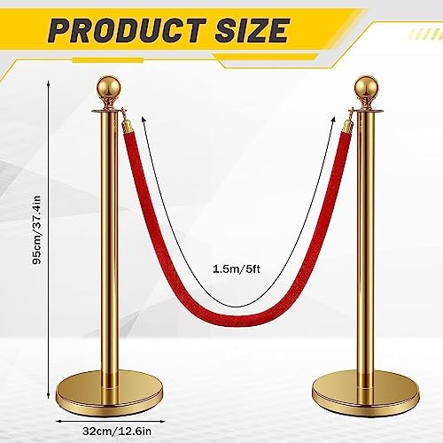 Ferraycle 6 Pcs 2026 Wedding Stanchions and Velvet Ropes Set, Gold - Image 2