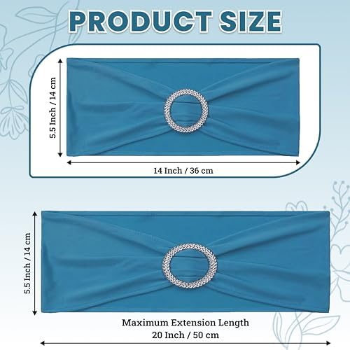 MDS Pack of 125 Spandex Chair Sashes for Wedding Party & Event – Dark Teal - Image 2