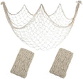 2 Pack Fish Net Decorations, 80x40 Inch Beige Fishing Net Decor for Party by iHansee