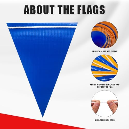 Safety Warning Pennant Banner Flags(BLUE+YELLOW,45pcs,105FT) - Image 6