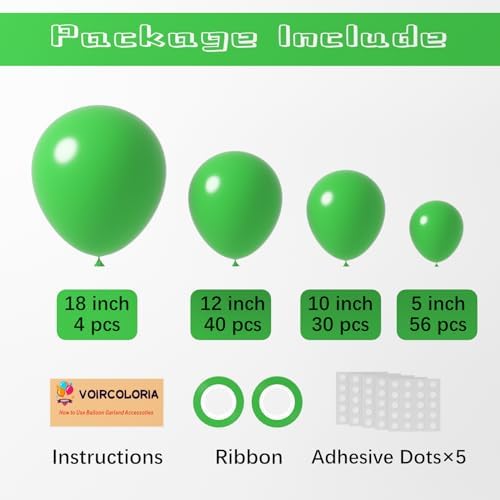 Voircoloria 130pcs Green Balloons Garland Arch Kit, 18 12 10 5 Inch - Image 2