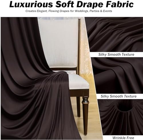 50x12 ft Brown Backdrop Curtains for Weddings, Birthdays and Photos - Image 3